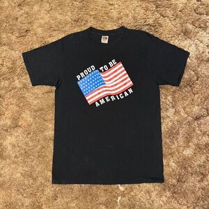 Vintage 90s "Proud To Be American" USA Flag T-Shirt Black Large